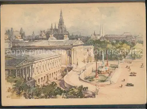 Wien Parlament Denkmal Kuenstlerkarte nach Aquarell von K. Schwetz Kat. Wien