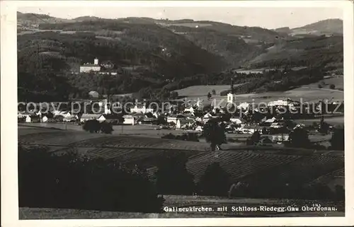 Gallneukirchen Ortsansicht mit Kirche und Schloss Riedegg Oberdonau Kat. Gallneukirchen