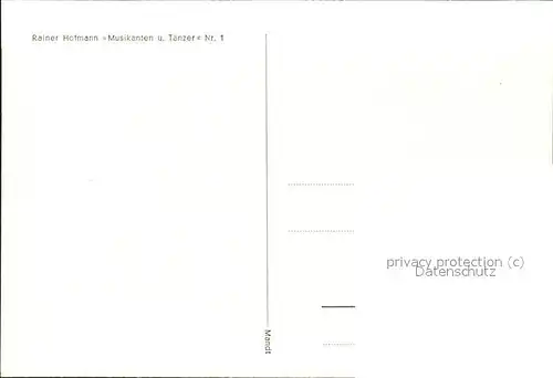 Geige Kuenstlerkarte Rainer Hofmann Nr.1 Musikanten und Taenzer / Musik /