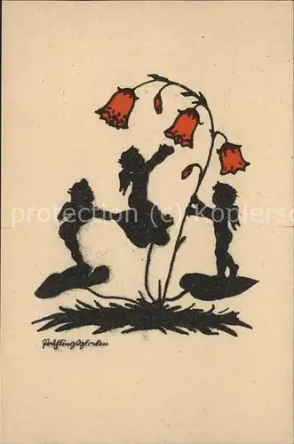 Scherenschnitt Schattenbildkarte Blume Fruehlingsglocke Elfen / Besonderheiten /