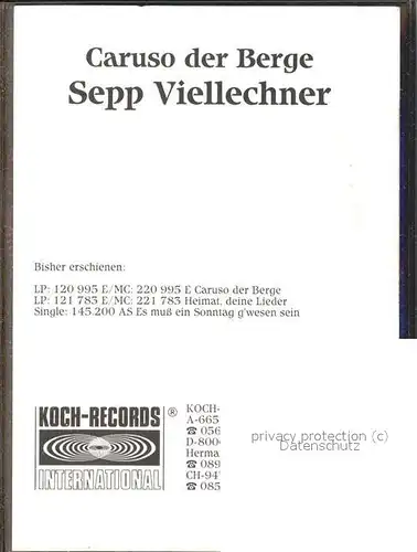 Musikanten Sepp Viellechner Autogramm  / Musik /