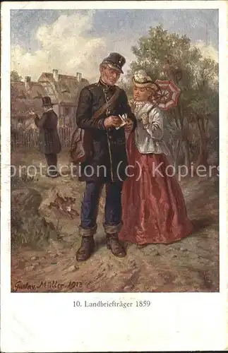 Kuenstlerkarte Gustav Mueller Landbrieftraeger 1859 / Kuenstlerkarte /