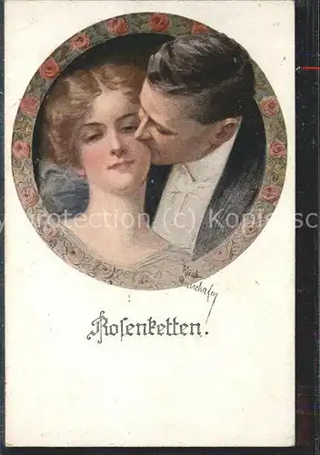 Kuenstlerkarte R. G. Rosenketten Liebe / Kuenstlerkarte /