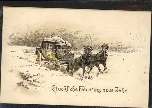 Neujahr Postkutsche Neujahr / Greetings /