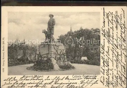 Bismarck Denkmal Colonie Grunewald / Persoenlichkeiten /