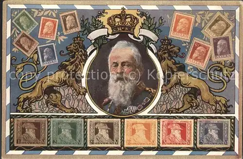 Briefmarke auf Ak Adel Wappen Bayern / Besonderheiten /