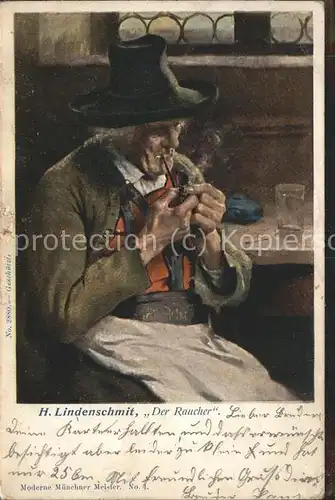 Pfeife H. Lindenschmit Der Raucher  / Tabak /