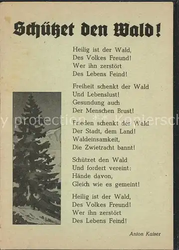 Natur Schuetzt den Wald Gedicht Anton Kaiser / Natur /