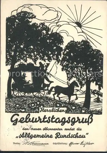 Glueckwunsch Geburstagsgruss Pferdekutsche  / Greetings /