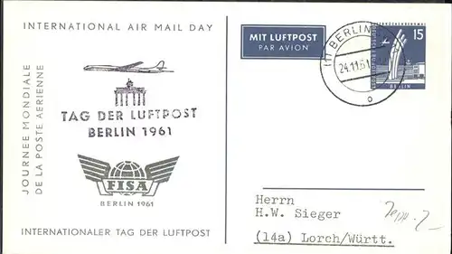 Post Luftpost Air Mail Day Berlin / Berufe /