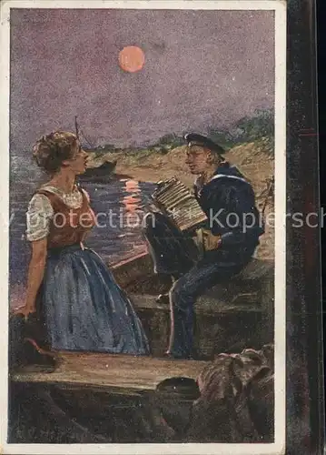 Kuenstlerkarte Soldatenliederpost A. O. Hoffmann Seemann / Kuenstlerkarte /