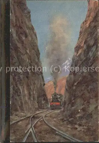 Eisenbahn Dampflock Kuenstlerkarte Zeichnung / Eisenbahn /