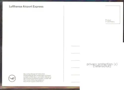 Eisenbahn Lufthansa Airport Express  Baureihe Model ET 403/404 / Eisenbahn /