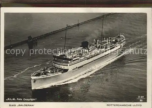 Dampfer Oceanliner D.M.S. Baloeran Rotterdam / Schiffe /