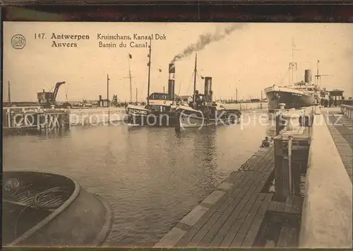 Dampfer Oceanliner Antwerpen Kruisschans Kanaal Dok Anvers / Schiffe /