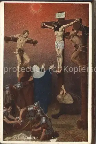 Jesus Kreuzigung Kuenstlerkarte J.K. Nr. 21 / Christentum /
