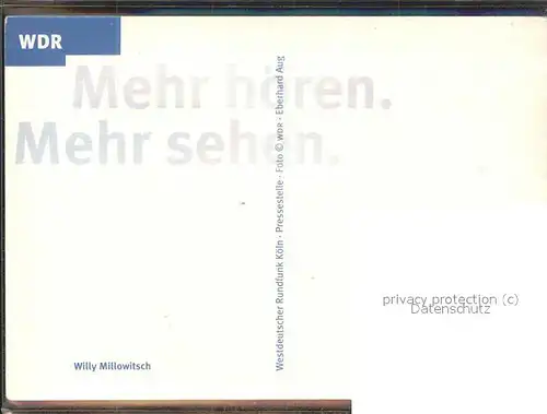Rundfunk Koeln Willy Millowitsch WDR Autogramm / Technik /
