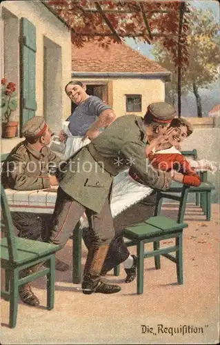 Kuenstlerkarte Soldaten Humor Frauen Requisitation / Kuenstlerkarte /
