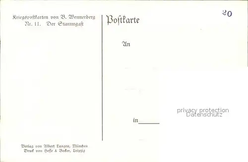 Wennerberg Brynolf Nr. 11 Der Stammgast / Kuenstlerkarte /