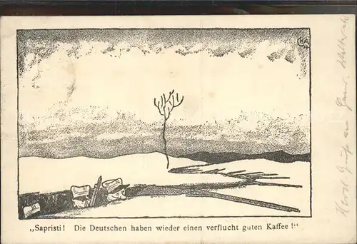 Militaria Humor Sapristi guten Kaffee Zeichnung / Humor /