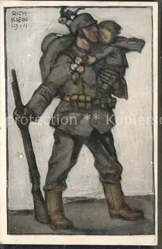 Kuenstlerkarte Rich Klein Soldat Kind Uniform / Kuenstlerkarte /