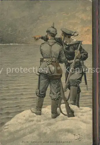 Kuenstlerkarte Soldaten zwei Seelen ein Gedanke Marine / Kuenstlerkarte /