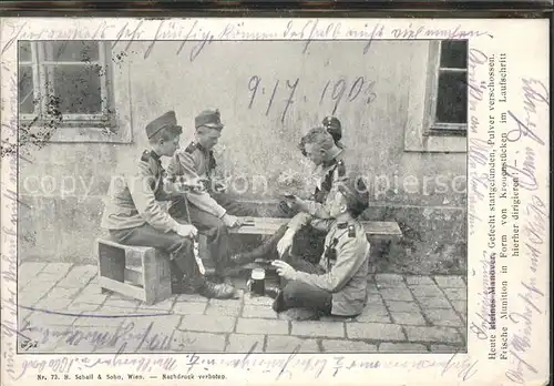 Soldatengruppenfoto Kartenspiel kleines Manoever / Militaria /