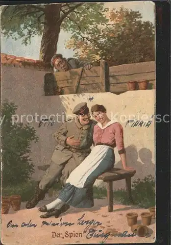 Militaria Humor Der Spion Kuenstlerkarte / Humor /