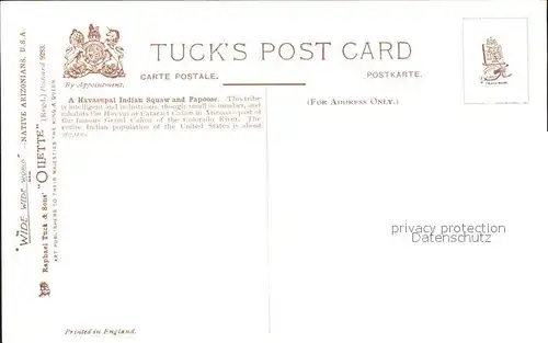 Verlag Tucks Oilette Nr. 9283 Havasupai Indian Squaw / Verlage /