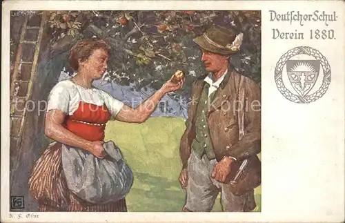Kuenstlerkarte Deutscher Schulverein 1880 / Kuenstlerkarte /