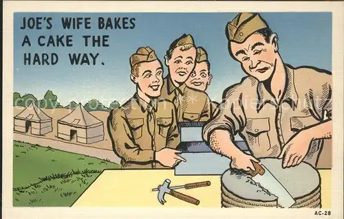Militaria Humor Joes Wife Bakes A Cake the Hard Way / Humor /