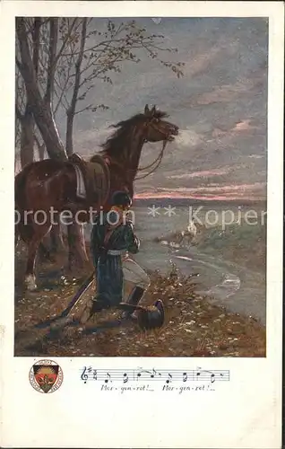 Liederkarte Wappen Soldat Pferd Kuenstlerkarte / Musik /