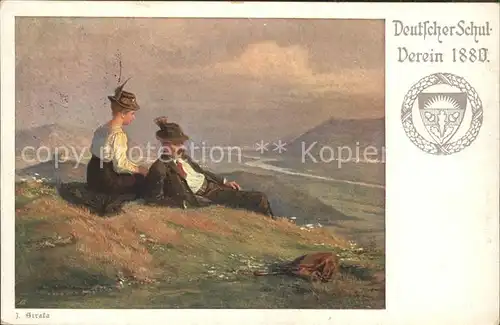 Kuenstlerkarte J. Strala Deutscher Schulverein 1880 Wanderer / Kuenstlerkarte /
