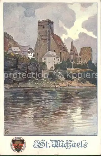 Burgen St. Michael Wappen Kuenstlerkarte / Burgen und Schloesser /