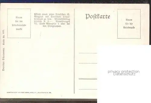 Liederkarte Wappen Paar Deutscher Schulverein 1880 / Musik /