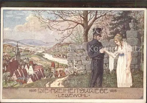 Kuenstlerkarte E. Kutzer Die Freiheitskriege 1815 Lebewohl / Kuenstlerkarte /