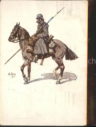 Kuenstlerkarte R. J. Pferd Soldat / Kuenstlerkarte /