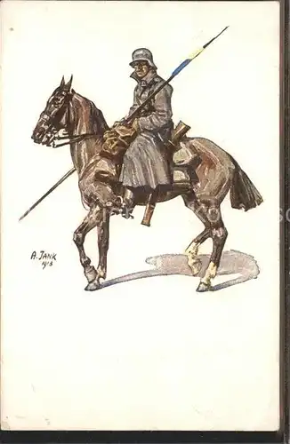 Kuenstlerkarte A. Jank Pferd Soldat / Kuenstlerkarte /