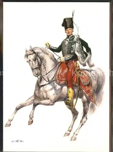 Kuenstlerkarte Pferd Soldat historische Uniformen / Kuenstlerkarte /