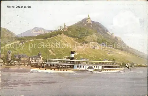 Dampfer Seitenrad Ruine Drachenfels  Kat. Schiffe