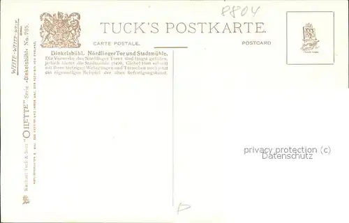 Verlag Tucks Oilette Nr. 785 Dinkelsbuehl Noerdlinger Tor Stadtmuehle / Verlage /