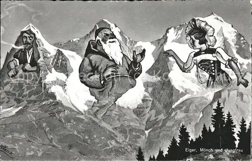 Berggesichter Eiger Moench Jungfrau  Kat. Berge