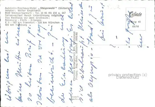 Autobahn Steigerwald Rasthaus Motel Weingartsgreuth Kat. Autos