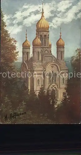 Hoffmann Heinrich Wiesbaden Russische Kirche Neroberg Nr. 66 Kat. Kuenstlerkarte