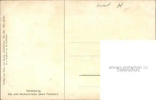 Hoffmann Heinrich Heidelberg alte Neckarbruecke Karl Theodor Nr. 596 Kat. Kuenstlerkarte