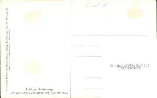 Hoffmann Heinrich Schloss Heidelberg Wartturm Ruprechtsbau Nr. 122 Kat. Kuenstlerkarte