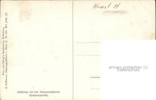 Hoffmann Heinrich Hoellental Ravennaschlucht Nr. 185 Kat. Kuenstlerkarte