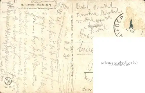 Hoffmann Heinrich Heidelberg Schloss Nr. 531 Kat. Kuenstlerkarte
