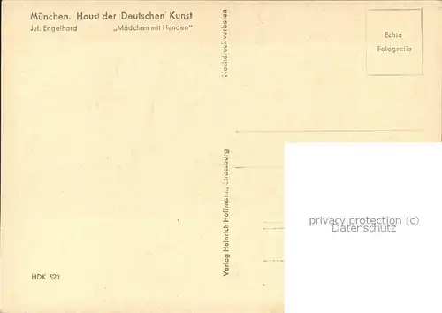 Verlag HDK Nr. 523 Jul. Engelhard Maedchen mit Hunden  Kat. Verlage