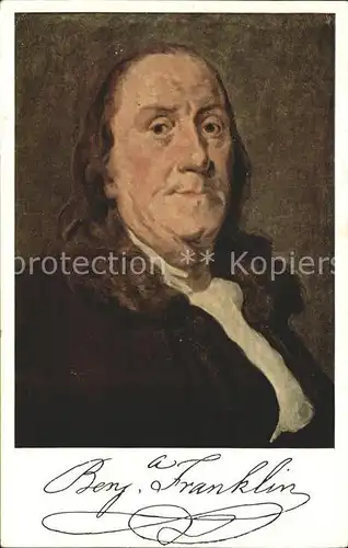 Persoenlichkeiten Benjamin Franklin Kuenstlerkarte Joseph Siffred Duplessis Kat. Persoenlichkeiten